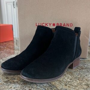 Lucky Brand Women's Suede Black Ankle Boots